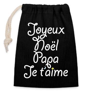 Joyeux Noël Papa Je t'aime - Sac cadeau en coton avec cordon (14 x 20 cm) - noir - Devant