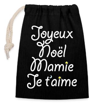 Joyeux Noël Mamie Je t'aime - Sac cadeau en coton avec cordon (14 x 20 cm) - noir - Devant