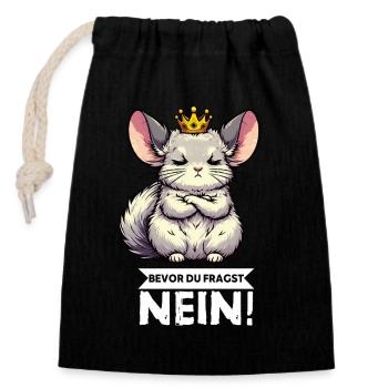 Bevor Du Fragst Chinchilla Chinchillas Nagetier - Verschließbarer Geschenkbeutel aus Baumwolle (14x20cm) - Schwarz - Vorne