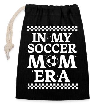 In My Soccer Mom Era | Soccer mom - Closable cotton gift bag (14x20cm) - black - Front