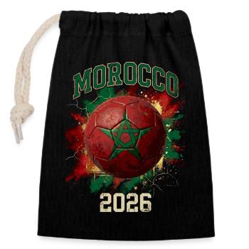 Conception du ballon de football au Maroc 2026 - Sac cadeau en coton avec cordon (14 x 20 cm) - noir - Devant