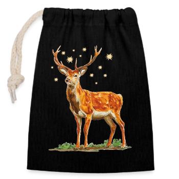 Deer with stars - Closable cotton gift bag (14x20cm) - black - Front