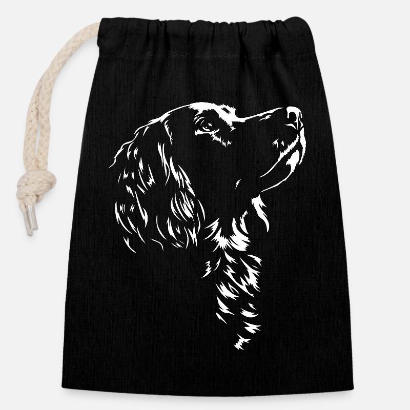 Deutscher Wachtelhund Silhouette Jagdhund Wilsigns - Verschließbarer Geschenkbeutel aus Baumwolle (14x20cm) - Schwarz