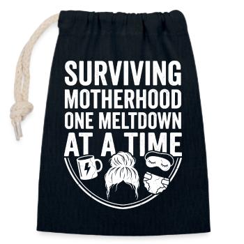 Maternal power: Meltdowns overcome - Closable cotton gift bag (14x20cm) - navy - Front