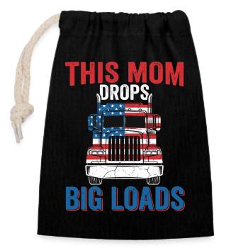 Trucker, conductrice de semi-remorque américaine maman - Sac cadeau en coton avec cordon (14 x 20 cm) - noir - Devant
