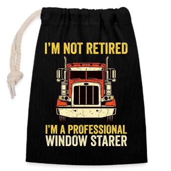 Chauffeur routier à la retraite de camion semi-remorque - Sac cadeau en coton avec cordon (14 x 20 cm) - noir - Devant