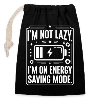 Mode économie d’énergie : Pas paresseux - Sac cadeau en coton avec cordon (14 x 20 cm) - noir - Devant