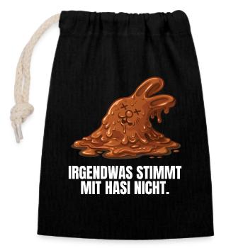 Lapin en chocolat Lapin de Pâques - Sac cadeau en coton avec cordon (14 x 20 cm) - noir - Devant