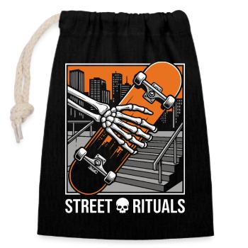Skater Street Rituals Shirt, Hoodie, Bag und Cap - Verschließbarer Geschenkbeutel aus Baumwolle (14x20cm) - Schwarz - Vorne