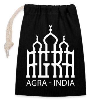 Agra India Bharat Tour Tourists Indians Vacation - Closable cotton gift bag (14x20cm) - black - Front