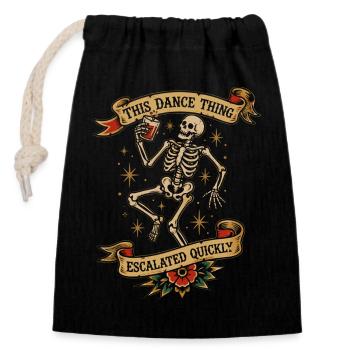 Skeleton Vintage Tattoo Dance Escalated Quickly - Closable cotton gift bag (14x20cm) - black - Front