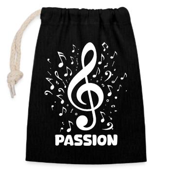 Conception musicale en clé de passion - Sac cadeau en coton avec cordon (14 x 20 cm) - noir - Devant