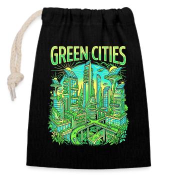 Green City Gardening - Closable cotton gift bag (14x20cm) - black - Front