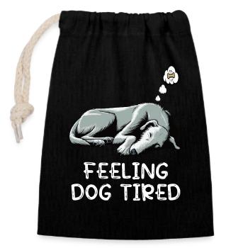 Feeling Dog Tired Irischer Wolfshund Wolfshunde - Verschließbarer Geschenkbeutel aus Baumwolle (14x20cm) - Schwarz - Vorne