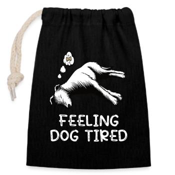 Feeling Dog Tired Irischer Wolfshund Wolfshunde - Verschließbarer Geschenkbeutel aus Baumwolle (14x20cm) - Schwarz - Vorne