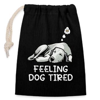 Feeling Dog Tired Irischer Wolfshund Wolfshunde - Verschließbarer Geschenkbeutel aus Baumwolle (14x20cm) - Schwarz - Vorne