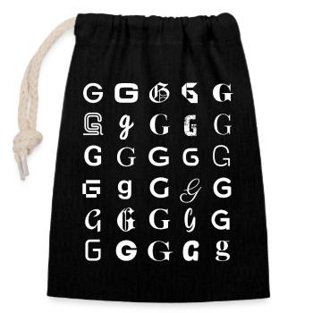 Ornate G Glyphs Mosaic - Closable cotton gift bag (14x20cm) - black - Front
