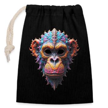 Ornate Chimp Mask - Closable cotton gift bag (14x20cm) - black - Front