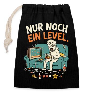 Retro Gamer Sofa Nur noch ein Level - Verschließbarer Geschenkbeutel aus Baumwolle (14x20cm) - Schwarz - Vorne