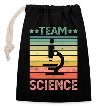 Team Science - Closable cotton gift bag (14x20cm) - black - Front