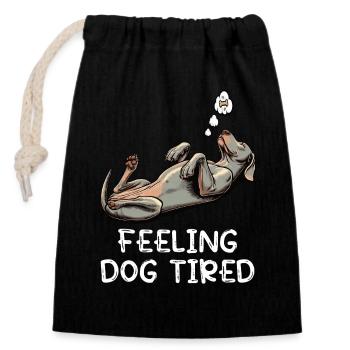 Se sentir fatigué par le chien Propriétaire de Weimaraner Weimaraner - Sac cadeau en coton avec cordon (14 x 20 cm) - noir - Devant