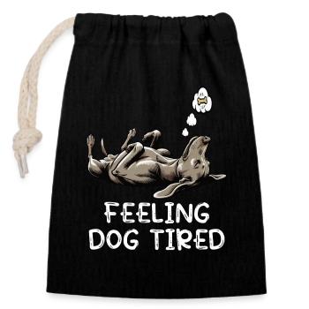 Se sentir fatigué par le chien Propriétaire de Weimaraner Weimaraner - Sac cadeau en coton avec cordon (14 x 20 cm) - noir - Devant
