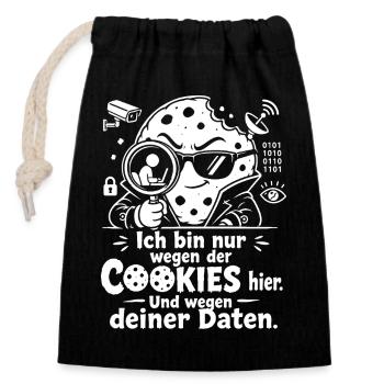 Cookies Daten Überwachung Satire Keks - Verschließbarer Geschenkbeutel aus Baumwolle (14x20cm) - Schwarz - Vorne