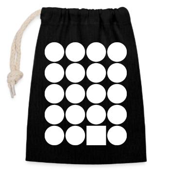 Grille à pois avec un carré d’accent - Sac cadeau en coton avec cordon (14 x 20 cm) - noir - Devant