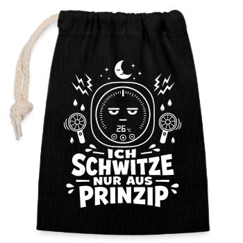 Schwitzige Gelassenheit mit Augenzwinkern - Verschließbarer Geschenkbeutel aus Baumwolle (14x20cm) - Schwarz - Vorne