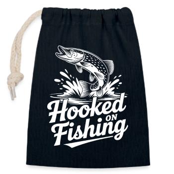 Hooked on Fishing Grafik - Verschließbarer Geschenkbeutel aus Baumwolle (14x20cm) - Navy - Vorne