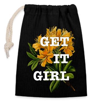Obtenez-fille Shirt Girl Power Flower Gift - Sac cadeau en coton avec cordon (14 x 20 cm) - noir - Devant