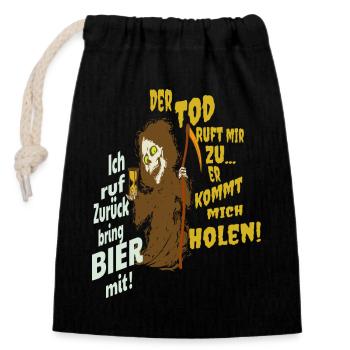 Funny grim reaper - Closable cotton gift bag (14x20cm) - black - Front