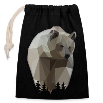 Animal Brown Bear Wild - Closable cotton gift bag (14x20cm) - black - Front