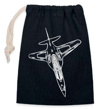 Élégant avion Jet Flyer - Sac cadeau en coton avec cordon (14 x 20 cm) - bleu marine - Devant
