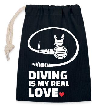 J’adore plonger - Sac cadeau en coton avec cordon (14 x 20 cm) - bleu marine - Devant