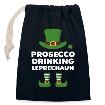 Prosecco Drinking Leprechaun - Closable cotton gift bag (14x20cm) - navy - Front