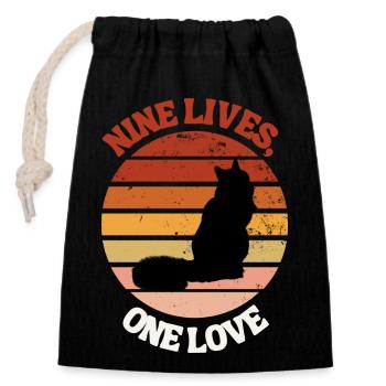 Nine lives, one love - Sac cadeau en coton avec cordon (14 x 20 cm) - noir - Devant