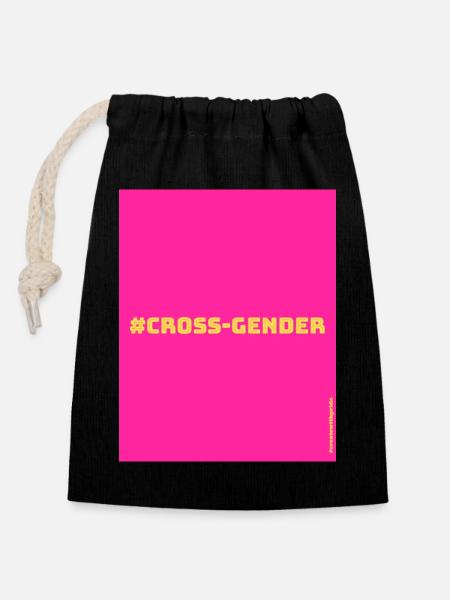 Cross-Gender - Verschließbarer Geschenkbeutel aus Baumwolle (14x20cm) - Schwarz