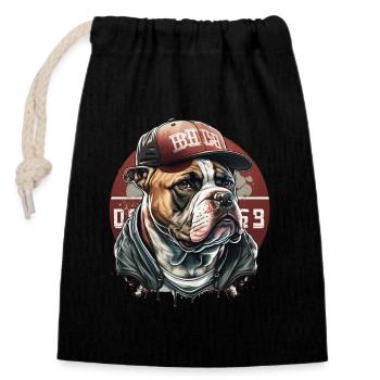 Bulldog Streetwear-Mütze - Verschließbarer Geschenkbeutel aus Baumwolle (14x20cm) - Schwarz - Vorne