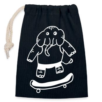 Elephant Skateboard - Closable cotton gift bag (14x20cm) - navy - Front