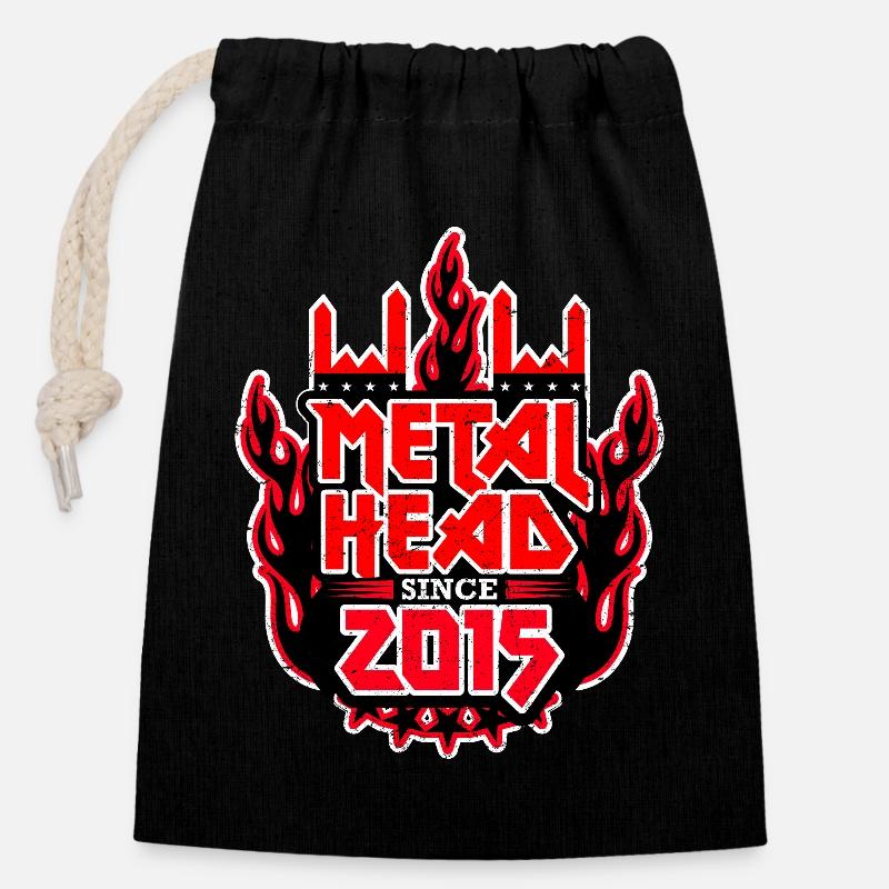 METALHEAD since 2015 - Verschließbarer Geschenkbeutel aus Baumwolle (14x20cm) - Schwarz