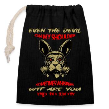 Bunny devil - Verschließbarer Geschenkbeutel aus Baumwolle (14x20cm) - Schwarz - Vorne