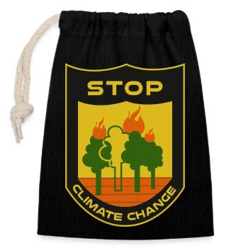 Stop - Closable cotton gift bag (14x20cm) - black - Front