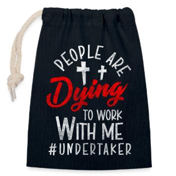 Maison funéraire Undertaker Black Humor - Sac cadeau en coton avec cordon (14 x 20 cm) - bleu marine - Devant