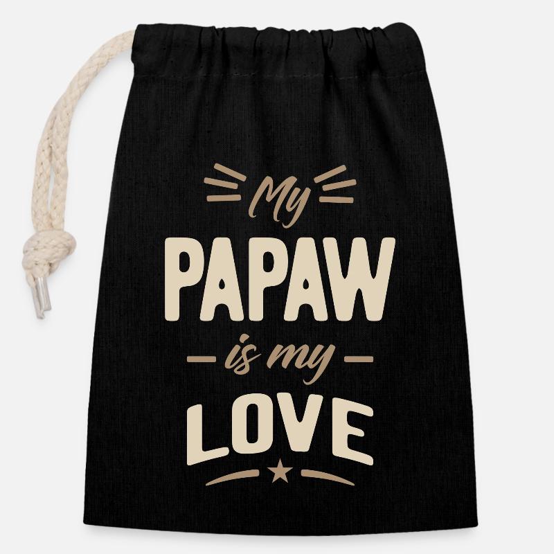 Mon papaw est mon amour - Sac cadeau en coton avec cordon (14 x 20 cm) - noir