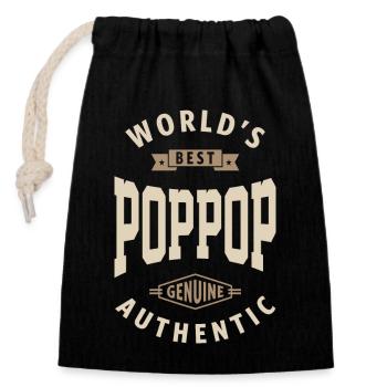 Best Pop Pop - Closable cotton gift bag (14x20cm) - black - Front
