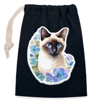 Siamkatze - Verschließbarer Geschenkbeutel aus Baumwolle (14x20cm) - Navy - Vorne