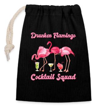 Drunken Flamingo Cocktail Squad - Verschließbarer Geschenkbeutel aus Baumwolle (14x20cm) - Schwarz - Vorne