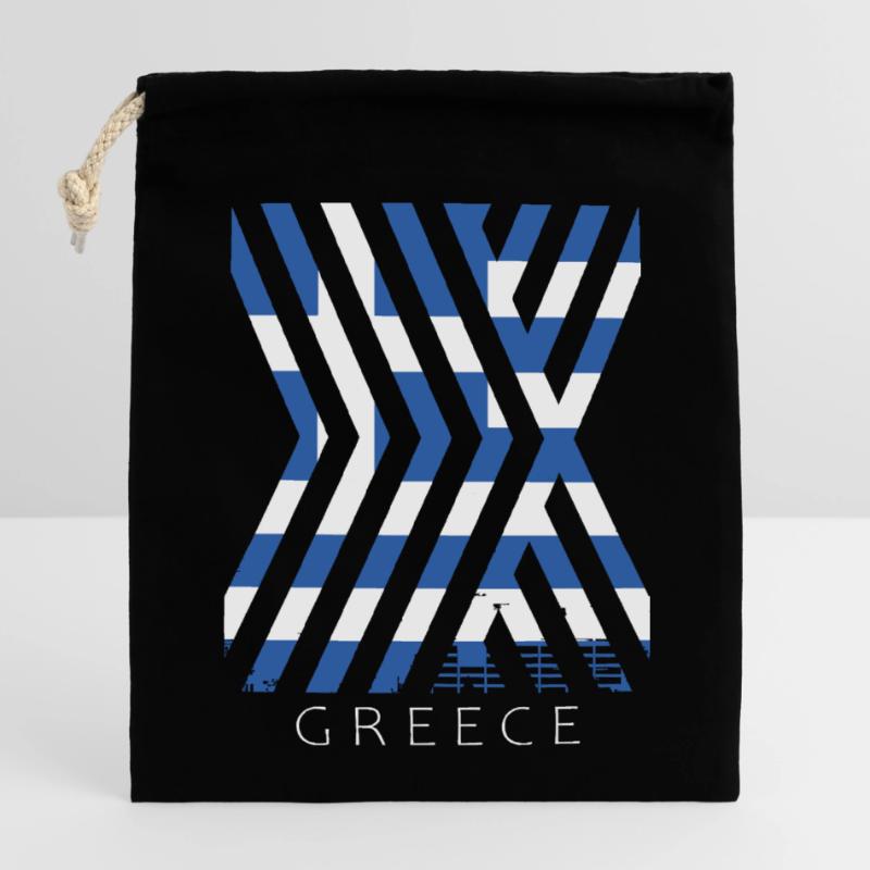 Drapeau de la Grèce Hellas Athènes Drapeau grec Sac cadeau en coton avec cordon (14 x 20 cm)