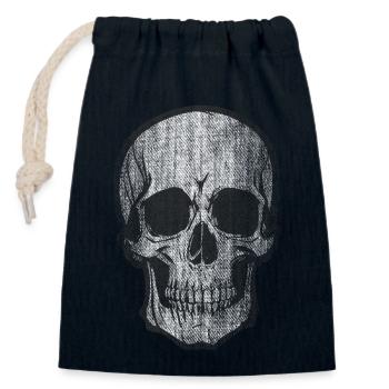 Crâne Os Crâne Tête de Pirate - Sac cadeau en coton avec cordon (14 x 20 cm) - bleu marine - Devant